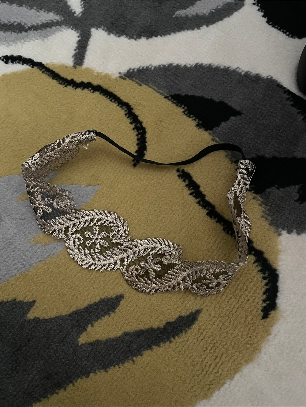 Embroidered Metallic Glittery Lace Headband